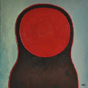monnik, 2012, mixed media. acryl op doek, 90x90 cm
