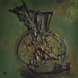 olijf variatie, 2012, mixed media. acryl op doek, 60x60 cm
