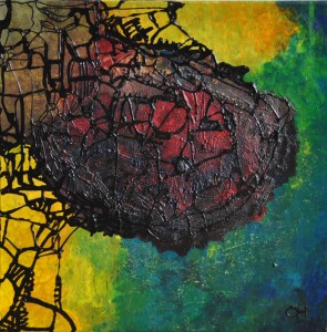 metamorfose, 2012, mixed media. acryl op doek, 60x60 cm